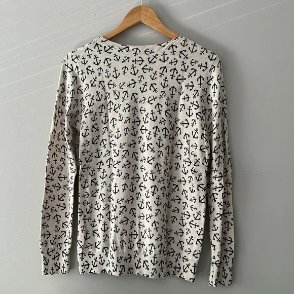 ⚓️ ANCHORS AWAY Adorable coastal sweater with blue anchors on cream background M - Picture 7 of 10
